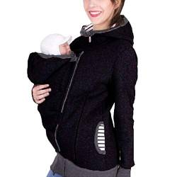 Zalock 3 in 1 Tragejacke Umstandsjacke für Mama und Baby Winter Freizeitjacke Babytrage Umstandsjacke Baumwolle K?nguru Softshell Umstandsmode Fleecejacke mit Kapuze von Zalock