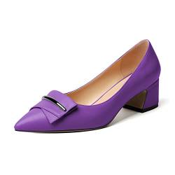 Zamikoo Damen Blockabsatz Pumps, Elegant Pointed Toe Pumps Heels 5cm Slip-on Pumps Matt Lila EU37 von Zamikoo