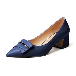 Zamikoo Damen Blockabsatz Pumps, Elegant Pointed Toe Pumps Heels 5cm Slip-on Pumps Matt Marine EU43 von Zamikoo