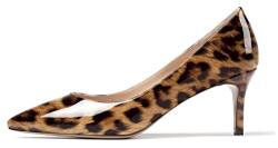 Zamikoo Damen Klassische Pumps, Frauen Stilettoabsatz Schuhe, Damen Spitze Pumps mit Pfennigabsatz Lack Leopard EU38 von Zamikoo