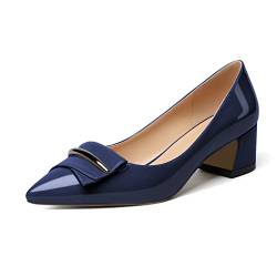 Zamikoo Damen Pumps mit Absatz 5cm Blockabsatz Heels Slip on Pumps Lack Marine EU42 von Zamikoo