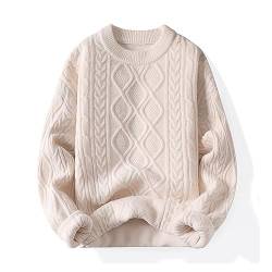 ZamoUx Damen-/Herrenpullover, übergroßer Pullover, Zopfstrickpullover, langärmelig, lockerer, lässiger Pullover (Color : Beige01, Size : XL) von ZamoUx