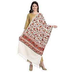 Kaschmir Damen Stola-Schal mit indischer Stickerei Blume – 6313 - - Large von Zamour