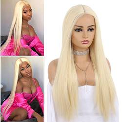 Perücke Blond für Frauen, Lange Gerade Synthetische Spitzenperücken, 1 * 4 cm Lace Front Perücken für Cosplay Costume Party Daily von ZanaWigs