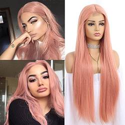 Perücke Rosa Lange Pink Perücke Für Frauen, Natürlichesr Synthetische Haar Perücken Damen, 1 * 4 cm Lace Front Wigs Für Cosplay Costume Party Daily von ZanaWigs