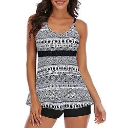 Tankini Damen Bauchweg Tankinis für Damen Tankini Damen Große Größen Tankini Oberteil Tankini Große Größen Tankini Damen Set Tankini Oberteil Damen Einzeln Tankini mit Shorts Schwarz Weiß 2XL von Zando