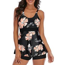 Tankini-Sets für Damen, Tankinis, Bademode, Damen, Tankini, mit Shorts, Tankini-Tops für Damen, Rosa / Gänseblümchendesign, XL von Zando