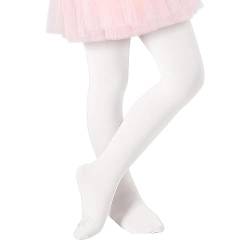 Zando Ballettstrumpfhose Kinder Mädchen Elastisch Strumpfhose Baby Tanzstrumpfhose Anti-Rutsch Atmungsaktiv Weiß 3-6 Jahre (Tag Size M) von Zando
