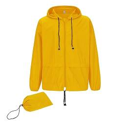 Zando Fahrrad Regenbekleidung Regenjacke Herren Wasserdicht Atmungsaktiv Windbreaker Herren Leichte Regenjacke Herren Gelb S von Zando