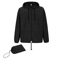 Zando Fahrrad Regenbekleidung Regenjacke Herren Wasserdicht Atmungsaktiv Windbreaker Herren Leichte Regenjacke Herren Schwarz 3XL von Zando