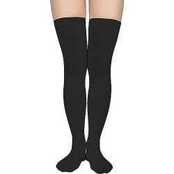 Zando Gestreift Kniestrümpfe Damen Overknees Strümpfe Sportsocken Thigh High Warm Lange Socken für Mädchen Schwarz von Zando