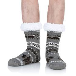 Zando Socken Herren 43-46 Weihnachtssocken Herren 43-46 Kuschelsocken Herren 43-46 Stoppersocken Herren Socken 43-46 Socken Weihnachten Herren Haussocken Herren Kuschelsocken Männer Grau von Zando