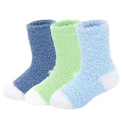 Zando Unisex Dicke Flauschige Weihnachtssocken Baby Winter Weich Thermosocken Lässig Haussocken Kinder Blau Denim Blau Grün 1-2 Jahre von Zando