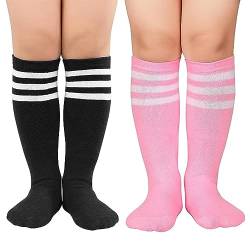 Zando Unisex Fußball Socken Kinder Sportsocken Tennissocken Baumwolle Kniestrümpfe für Jungen und Mädchen 3-6 Jahre 2 Paar A von Zando