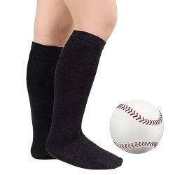 Zando Unisex Fußball Socken Kinder Sportsocken Tennissocken Baumwolle Kniestrümpfe für Jungen und Mädchen 3-6 Jahre Schwarz von Zando