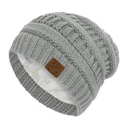 Zando Unisex Mütze Beanie Warm Weich Wintermütze Strickmütze mit Futter Ohne Fleece für Damen und Herren Hellgrau Einheitsgröße von Zando