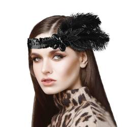 Feder Haarreif Haarband Für Frauen Und Mädchen, 20er Jahre Kopfschmuck Stilvolle Festival Stirnband Fascinator Buntes Feder Stirnband Elastisches Haarband Für Mottoparty/Karneval Federstirnband von Zannycn