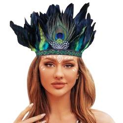 Feder Haarreif Haarband Für Frauen Und Mädchen, Fascinator Buntes Feder Stirnband 20er Jahre Kopfschmuck Elastisches Haarband Stilvolle Festival Stirnband Für Fasching/Karneval Federstirnband von Zannycn