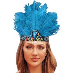 Feder Haarreif Haarband Für Frauen Und Mädchen, Stilvolle Festival Stirnband Elastisches Haarband Fascinator Buntes Feder Stirnband 20er Jahre Kopfschmuck Für Halloween/Karneval Federstirnband von Zannycn