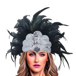 Haarband Mit Federn Für Frauen Und Mädchen, Elastisches Haarband Fascinator Buntes Feder Stirnband 20er Jahre Kopfschmuck Stilvolle Festival Stirnband Für Halloween/Karneval Federstirnband von Zannycn