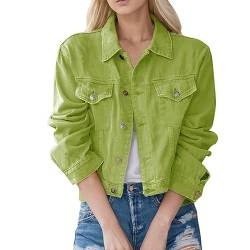 Jeansjacke Damen Sommer Weiße Jeansjacke Damen Jeans Jacke Damen Jeansjacke Langarm Einfarbig Knopf Kurze Jeansjacke Damen Jeansjacke Jacke Damen Damen Oversize Denim Jean Mantel Outwear von Zannycn