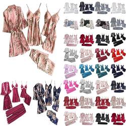 Schlafanzug Damen Set Sexy Lang und Kurz 5PC Pyjama Dessous Unterwäsche Babydoll Nachtwäsche Kleid Nachthemd Schlafanzüge Negligee Frauen Strapsen Pyjamajacke Schlafanzüge Nachthemd Frauen Pjs von Zannycn