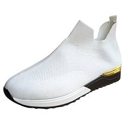 Sneaker Damen Schwarz, Damen Slip On Sneaker Hallenschuhe Bequem Mesh Damen Gedämpft Air Schuhe Sportschuhe Leichte, Atmungsaktive, Breite Füße, Fitness Gym Laufschuhe Outdoor Plateau Trainingsschuhe von Zannycn