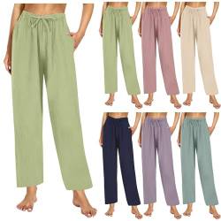 Sublevel Musselin Hose Damen Sommerhosen Damen Leicht Und Luftig Plissee Palazzo Hose Leinenhose Casual Hohe Taille Einfarbig Strandhose Weite Leg Culotte Freizeithose Mit Tunnelzug Yoga Stoffhose von Zannycn