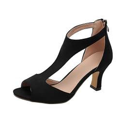 Tanzschuhe Damen Latein Schwarz Damen Pumps Riemchenpumps Spangenpumps Sandale Mit Kreuz Knöchelriemen Blockabsatz Geschlossener Spitze Glitzer Pumps - Perfekt Für Hochzeiten Und Partys Brautschuhe von Zannycn