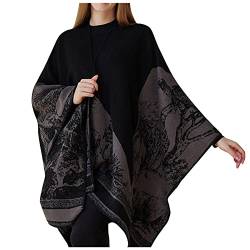 Vielseitiger Kapuzen Schal Cape Poncho Trachtentuch Umhang Stola Lange Strickjacke, Strickpullover, Mantel Kaschmir-Feeling Gestrickter Poncho Poncho Aus Kaschmir-Mischgewebe Für Damen von Zannycn