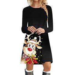 Weihnachtskleid Damen Weihnachten Kleid Lustig Grün Kostüm Weihnachts Minikleid Langarm Knielang Tunika Tshirt Kleid Festlich Shirtkleid Elegant Pullover Kleid Rundhals Partykleid von Zannycn