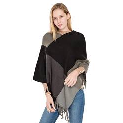 Zannycn Cape Für Frauen Feinstrick Poncho Große Quadratische Gitter Farbblockierung Gestrickt Warmen Schal Vereinigten Staaten Herbst Und Winter Neue Nachahmung Kaschmir Quaste Kopf Umhang Cape von Zannycn