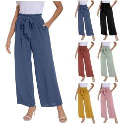 Zannycn Damen Hose Mit Weitem Bein Leichte Elastische Taille Sommer Hose Mit Taschen Kausale Arbeit Hose von Zannycn