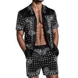 Zannycn Schlafanzug Herren Kurz Schlafanzug Shorty Herren Schlafanzug Kurz Nachtwäsche Pyjama-Set Mit Oberteil Und Kurzer Hose Für Herren Sommer Freizeit Sport Tennishose Tether Shorts Anzüge von Zannycn