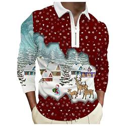 Zannycn Weihnachtshemd Herren Freizeitkleidung Herren Herbst Winter Party Freizeithemd Herren Regular Fit Herren Langarmshirts Funky Herren Weihnachtsbluse Estival Christmas Print Businesshemd von Zannycn