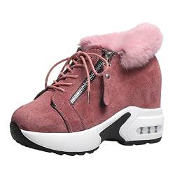 Zannycn Winterstiefel Schneestiefel Für Damen Damen Stiefeletten Plateau Stiefeletten Damen Damen Winterschuhe Schneeschuhe Mit Warm Gefütterte Stiefeletten Damen Grau Winterboots Damen Gefüttert von Zannycn