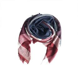 Zaxgf Geschenk für Damen Schal Großer Warm Weich Strickschal Karo Winterschal Herbstschal Wolleschal Frauen Deckenschal Halstuch Scarf Poncho Cape,Rot und Blau von Zaxgf