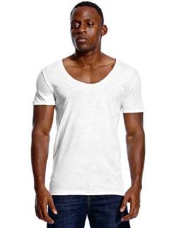 Tiefer V-Ausschnitt T-Shirt für Herren Low Cut Scoop Tee unsichtbares T-Shirt Vee Top - Weiß - Klein von Zbrandy