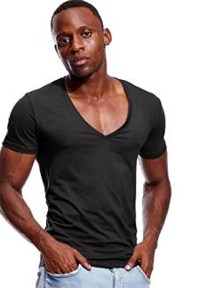 Tiefer V-Ausschnitt T-Shirt für Herren Low Cut Vneck Tee unsichtbares T-Shirt Vee Top Scoop Saum - Schwarz - Mittel von Zbrandy