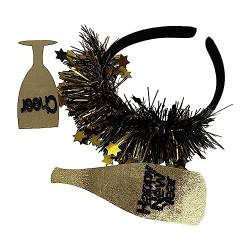 Frohes Neues Jahr Stirnband Tiara | Kopfschmuck Champagnerflasche Haarreif,Kreative funkelnde Silvester-Party-Stirnband-Tiara für Partydekorationen im neuen Jahr Zceplem von Zceplem