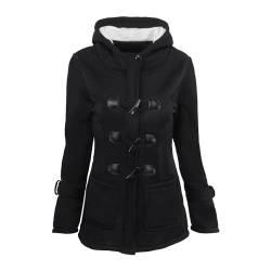 Horn-Knopf-Jacke für Damen – Kapuzenjacken für Frauen mit Hornknöpfen, Kleidermäntel für Frauen, Damen-Fleecejacke für kaltes Wetter Zceplem von Zceplem