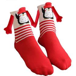 Paar Hand in Hand Socken | Lustige Weihnachts-Hand-in-Hand-Socken | 3D Puppenpaar Magnetsocken | Neuartige Freundschaftssocken für Damen und Herren von Zceplem