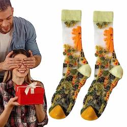 Socken mit Blumenmuster - Atmungsaktive 3D-Belüftungs-Söckchen,Atmungsaktive Belüftungs-Söckchen, besticktes Blumenmuster für den Sommer Zceplem von Zceplem