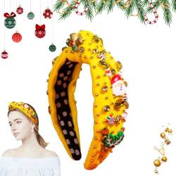 Zceplem Weihnachts-Stirnband mit Schmucksteinen | breite Weihnachts-Kopfbedeckung, Haarreifen, Weihnachtskostüm-Zubehör, festliche Feiertagsparty-Zubehör für Frauen, Urlaubsparty-Gastgeschenke von Zceplem
