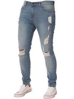 Enzo Designer-Herren-Jeans, normale Passform, Denim-Hose, große Größe, alle Taillengrößen, Light Stone Wash, 36 W / 32 L von Ze ENZO