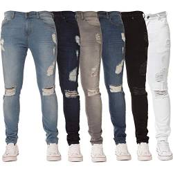 Enzo Designer-Herren-Jeans, normale Passform, Denim-Hose, große Größe, alle Taillengrößen, weiß, 34 W/32 L von Ze ENZO