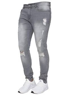 Enzo Designer Herren Jeans Regular Fit Denim Hose Big King Tall alle Taillengrößen, grau, 28 W/32 L von Ze ENZO