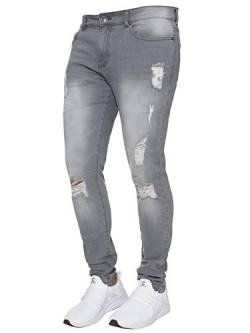 Enzo Designer Herren Jeans Regular Fit Denim Hose Big King Tall alle Taillengrößen, grau, 30 W/32 L von Ze ENZO