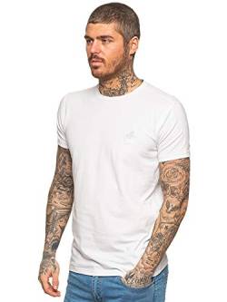 Enzo Designer Herren Slim Fit T-Shirt Muscle Fit Stretch Tee Gym Rundhalsausschnitt Kurzarm Top, weiß, XL von Ze ENZO