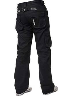 Enzo Herren Designer Cargo Combat blau beschichtet Jeans Hose alle Taille Größe - schwarz beschichtet, 34W x 34L von Ze ENZO